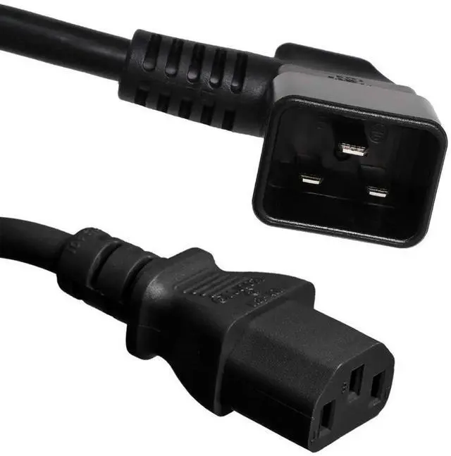 Main image of Right Angled C20 to C13 Power Cord - 2 Foot, 15A/250V, 14/3 AWG, IEC 60320 - Part # IBX-67202-02 (2 ft)