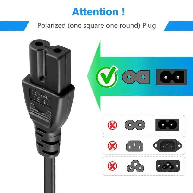 Alt view image 3 of 4 - 6ft AC Power Cord Cable Compatible with Insignia NS24DF310NA19 NS-32D201NA14 2-Prong Wire