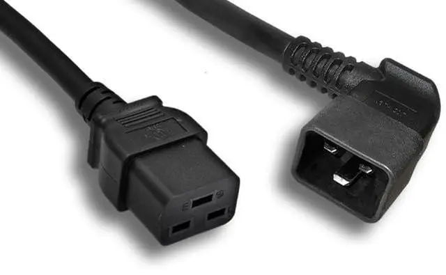 Main image of 3 Feet Ft 12 AWG AC Power Cable Cord Left Angled C20 to C19 20A/250V SJT PDU/UPS Black