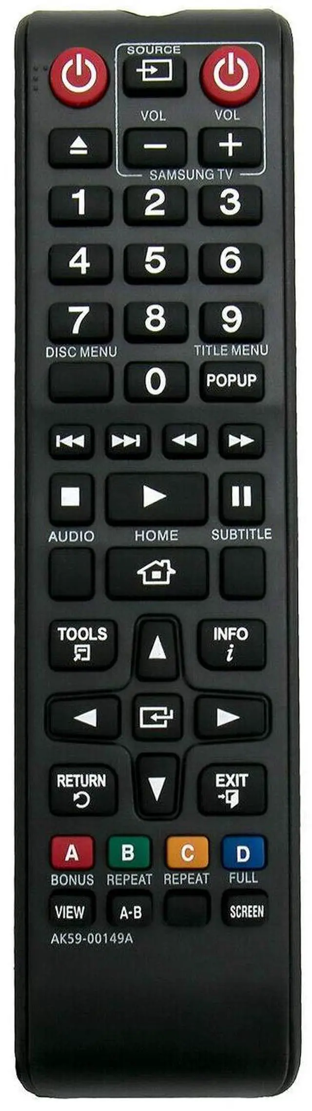 Main image of Replacement TV Remote Control Controller for Samsung BD-J5100 BD-J5700 BD-J5900 Blu-Ray Disc Player