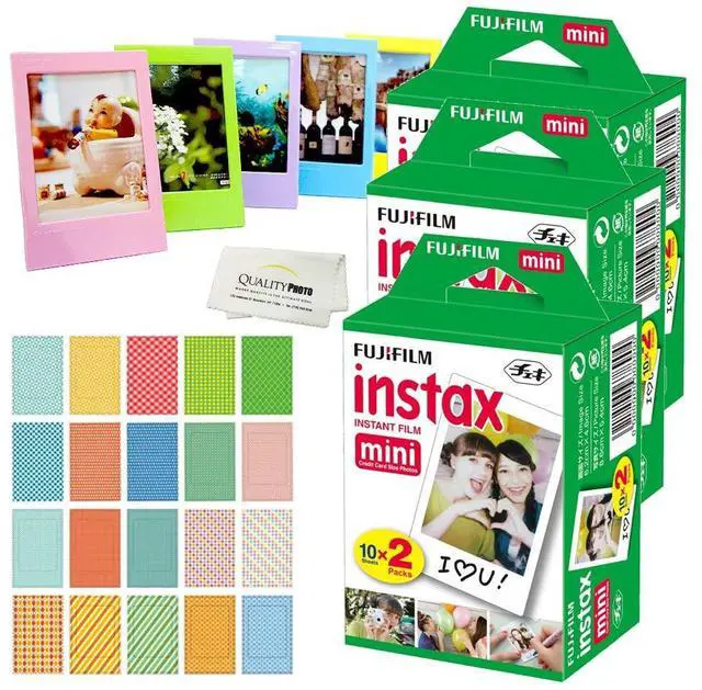 Main image of Instax Mini Instant Film, 3 Twin Packs (60 Sheets)+ Frames & Stickers