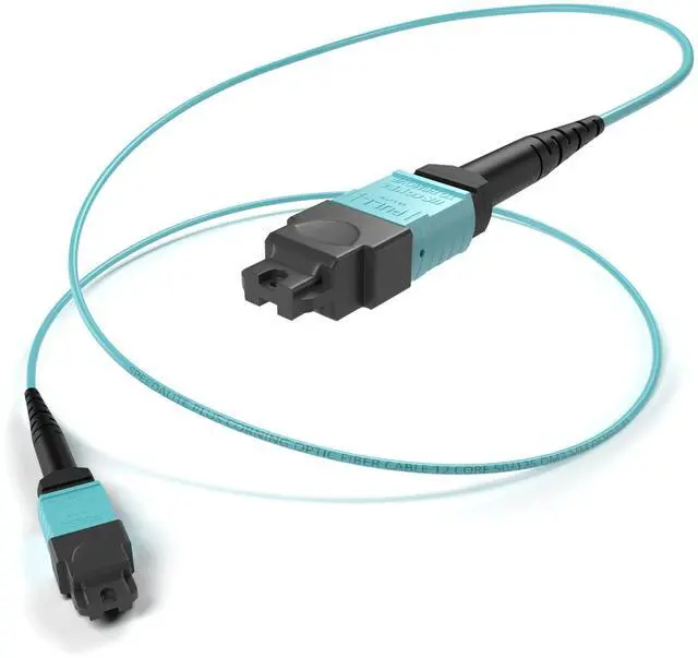 Main image of 3 Meter OM3 12-Fiber MTP Female to MTP Female Trunk Cable, 100Gig, OFNP Plenum Rated, Type B Polarity, Corning Glass, High-Density Backbone Fiber for Data Center, SAN, Telecom, Rack Systems