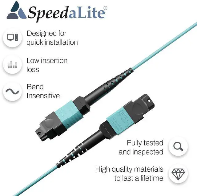 Alt view image 4 of 4 - 3 Meter OM3 12-Fiber MTP Female to MTP Female Trunk Cable, 100Gig, OFNP Plenum Rated, Type B Polarity, Corning Glass, High-Density Backbone Fiber for Data Center, SAN, Telecom, Rack Systems