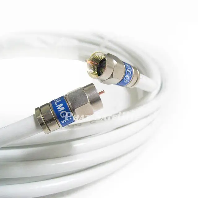 Main image of 4ft WHITE RG6 Coaxial Cable Patch Cord Shielded PVC jacket RATED UL ETL CATV RoHS 75 Ohm RG6 Digital Audio Video Coaxial Cable with Premium Continuous Ground BRASS METAL Compression F-Connectors