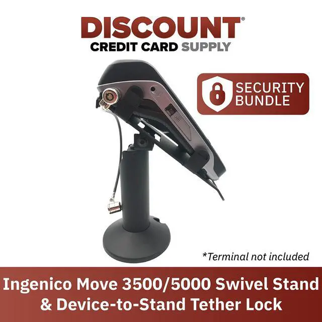 Alt view image 2 of 6 - DCCStands Ingenico Move/3500/5000 7" Swivel and Tilt Black Stand with Anti-Theft POS Device Terminal to Stand Security Tether Lock