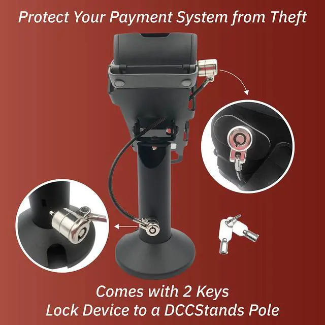Alt view image 3 of 6 - DCCStands Ingenico Move/3500/5000 7" Swivel and Tilt Black Stand with Anti-Theft POS Device Terminal to Stand Security Tether Lock