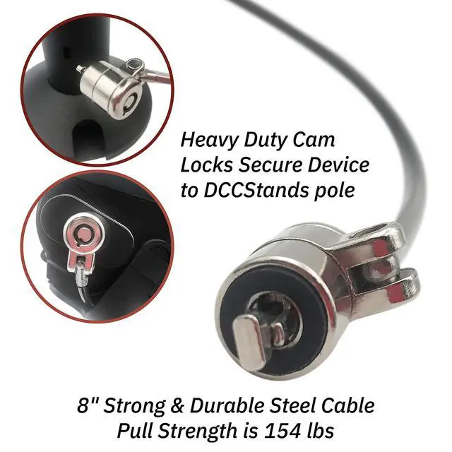Alt view image 4 of 6 - DCCStands Ingenico Move/3500/5000 7" Swivel and Tilt Black Stand with Anti-Theft POS Device Terminal to Stand Security Tether Lock