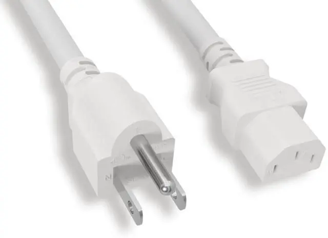Main image of Heavy-Duty Power Cord, NEMA5-15P / C13, SJT,14AWG, 15A, 125V, White, 6FT
