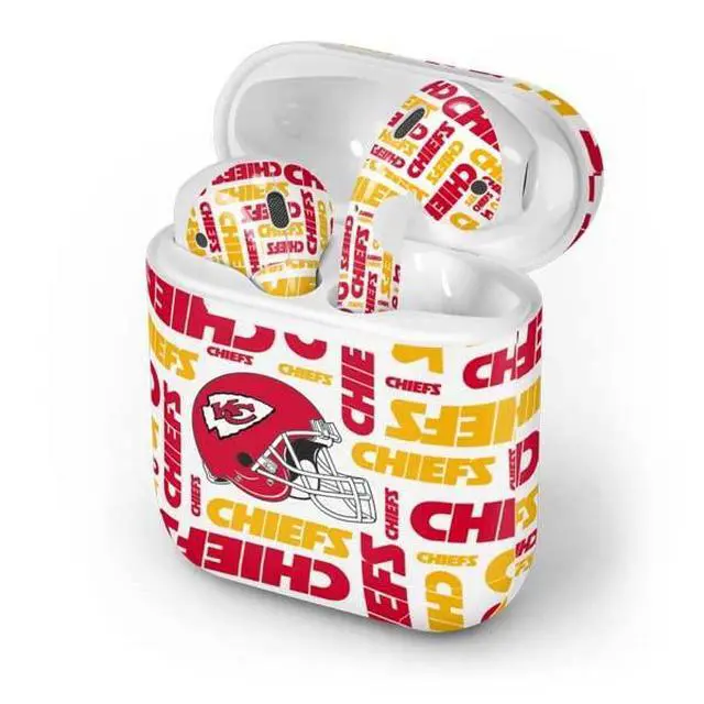 Alt view image 4 of 4 - Decal Audio Skin Compatible with Apple AirPods - Officially Licensed NFL Kansas City Chiefs White Blast Design