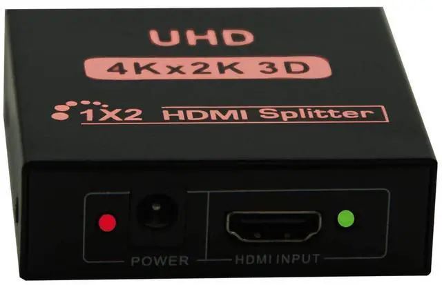 Main image of HDMI Audio Video Splitter 1 in 2 out, 4K Ultra HD Resolution, Powered HDMI Splitter for Dual Duplicate Monitors Ver 1.4 Certified for Full HD 1080P High Resolution & 3D Support