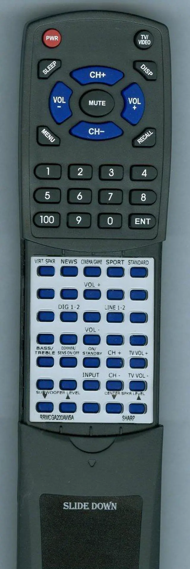 Main image of Replacement Remote Control for Sharp RRMCGA200AWSA, HTSB500