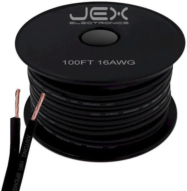Main image of Premium 100FT 16AWG 16 Gauge Black CCAM Speaker Cable Wire on Spool
