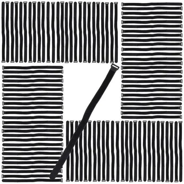 Main image of Self Adhesive Hook and Loop Self-Gripping Cable Straps, 20in by 1in, Reusable Ties for Organizing Wires, Cords, Cables, Black, by (100-Pack)