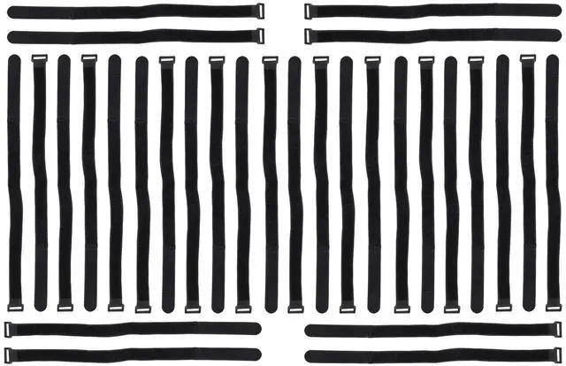 Main image of Self Adhesive Hook and Loop Self-Gripping Cable Straps, 20in by 1in, Reusable Ties for Organizing Wires, Cords, Cables, Black, by (30-Pack)