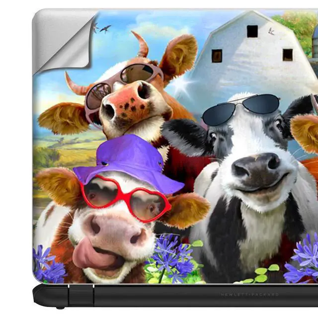 Alt view image 3 of 6 - Udderly Cool - 13 inches Custom Fit Made to Order Laptop Notebook Skin Vinyl Sticker Cover Decal Fits HP Lenovo Apple Mac Dell Compaq Acer
