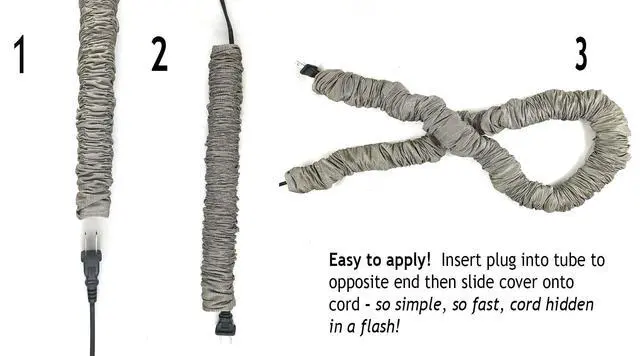 Alt view image 2 of 4 - Moss Linen Lamp Cord Cover 9 Ft Long Dark Grey Taupe