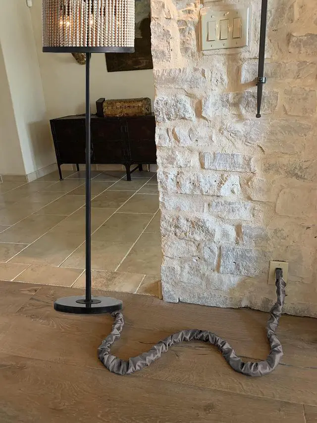 Alt view image 4 of 4 - Moss Linen Lamp Cord Cover 9 Ft Long Dark Grey Taupe