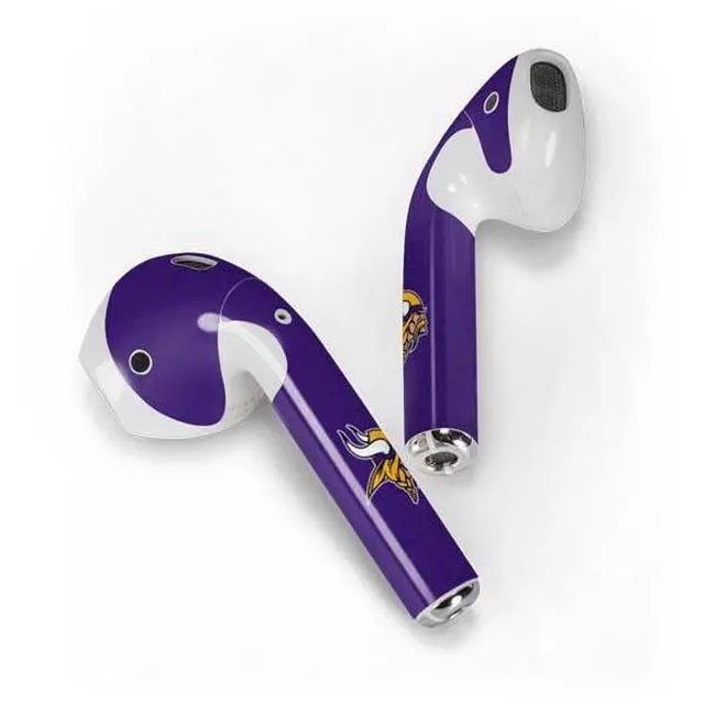 Alt view image 2 of 4 - Decal Audio Skin Compatible with Apple AirPods 2 - Officially Licensed NFL Minnesota Vikings Distressed Design