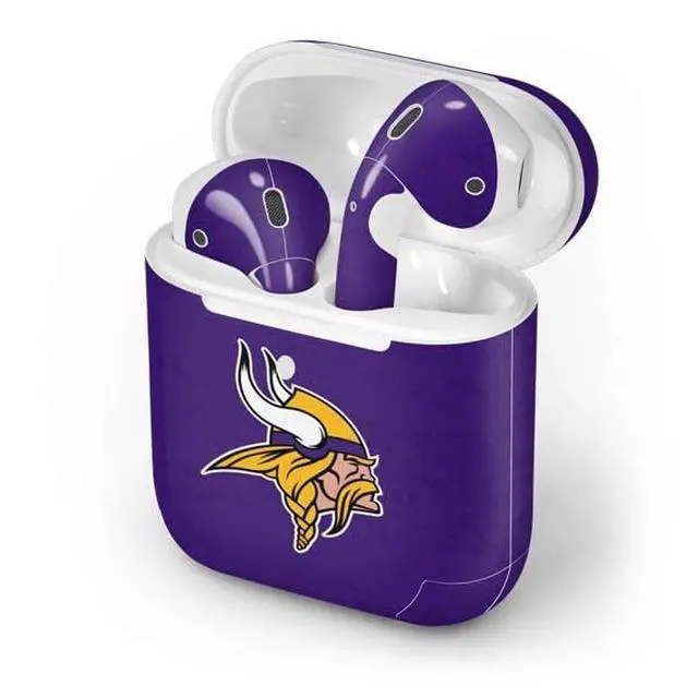 Alt view image 4 of 4 - Decal Audio Skin Compatible with Apple AirPods 2 - Officially Licensed NFL Minnesota Vikings Distressed Design