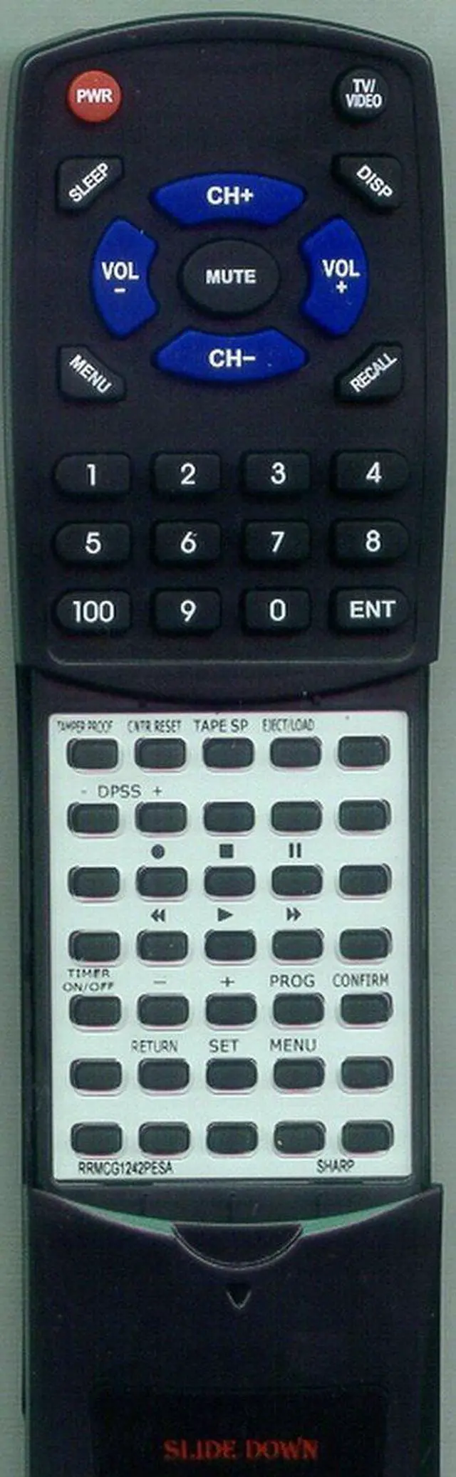 Main image of Replacement Remote Control for Sharp 13VTH60, 25VTH60, VT2138M, RRMCG1284PESA