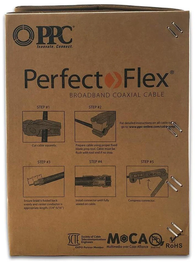 Alt view image 4 of 6 - Perfectflex Coaxial Cable 6 Series 500 Ft Rg6 Trishield 77 Braid White Color Copper Clad Steel
