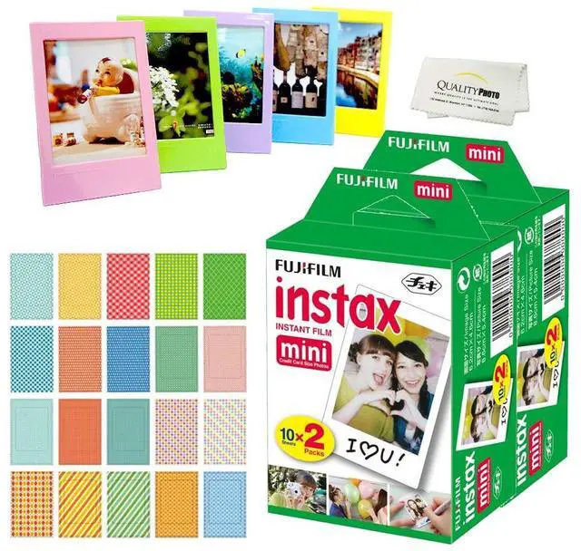 Main image of Instax Mini Instant Film, 2 Twin Packs (40 Sheets)+ Frames & Stickers