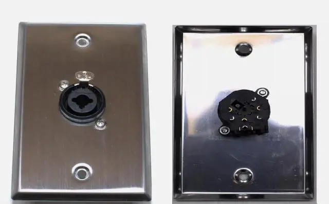 Alt view image 4 of 5 - (2) Two Single Wall Plates w/Single Genuine Neutrik NCJ6FI-S Combo 3-Pin F/1/4"