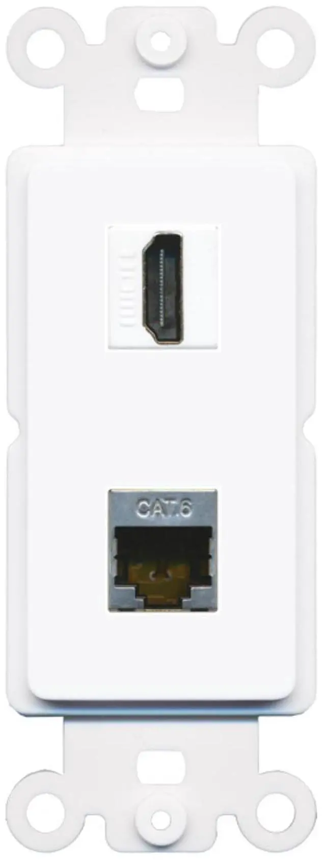 Main image of HDMI Cat6 Shielded Port Wall Plate Decorative (Rocker) White