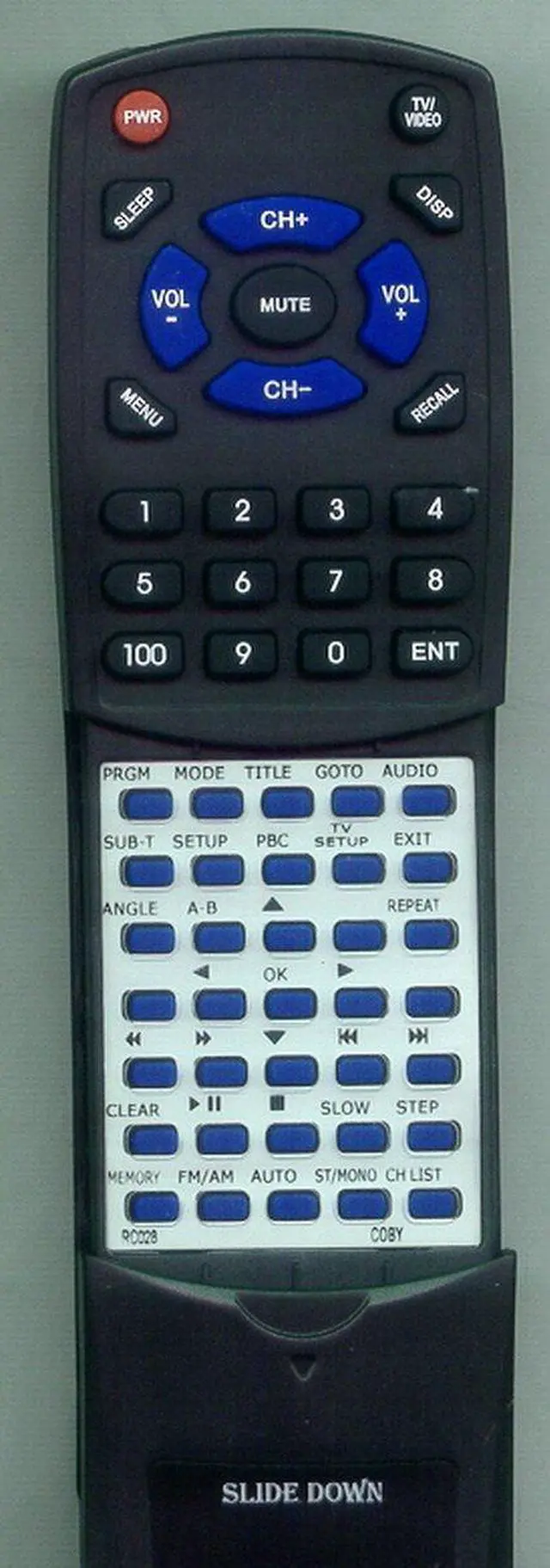 Main image of Replacement Remote Control for COBY KTFDVD1560, RC028, TFDVD577, KTFDVD1093