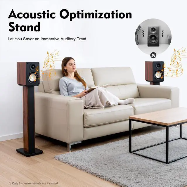 Alt view image 4 of 7 - 34in Speaker Stands, 2Pcs Universal Freestanding Speaker Stands Surround Sound Home Theater Floor Speaker Stands Floor Speaker Holder Hold up to 66lbs