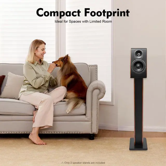 Alt view image 6 of 7 - 34in Speaker Stands, 2Pcs Universal Freestanding Speaker Stands Surround Sound Home Theater Floor Speaker Stands Floor Speaker Holder Hold up to 66lbs