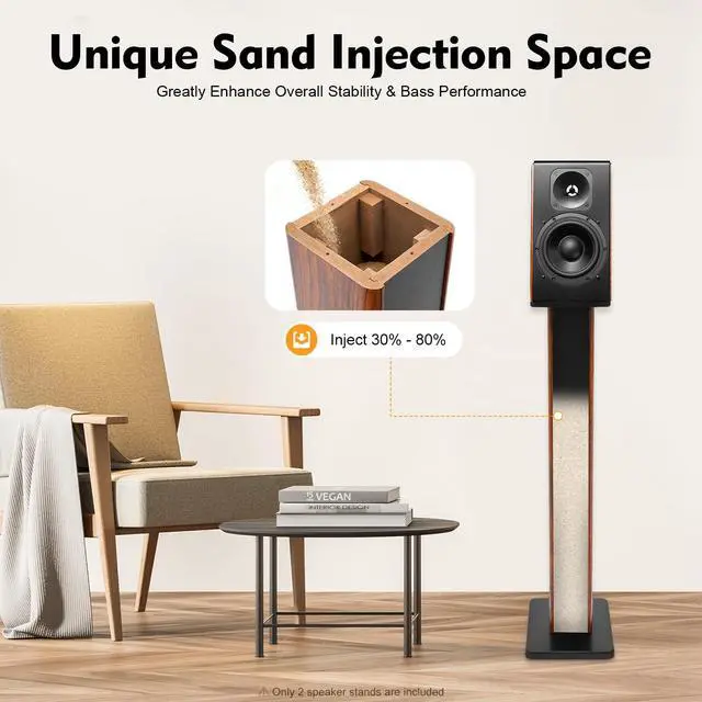 Alt view image 5 of 7 - 34in Speaker Stands, 2Pcs Universal Freestanding Speaker Stands Surround Sound Home Theater Floor Speaker Stands Floor Speaker Holder Hold up to 66lbs