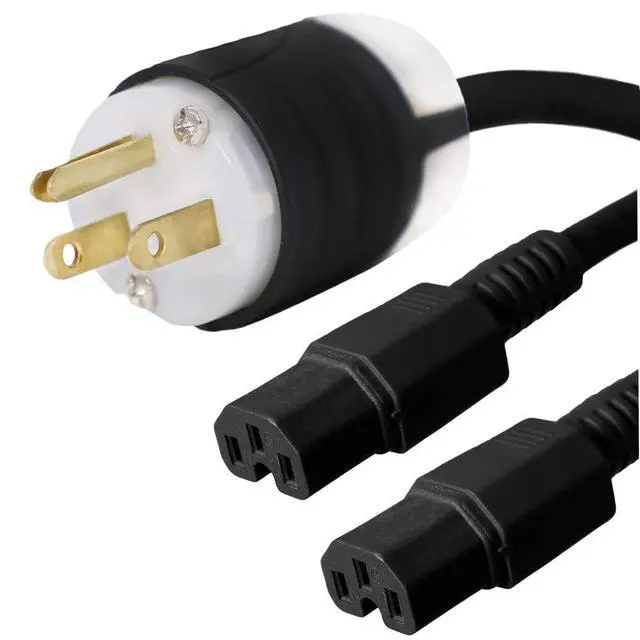 Main image of NEMA 5-15P to 2X C15 Y Splitter Cord - 3 Foot, 15A/125V, 14 AWG - # IBX-2722-03