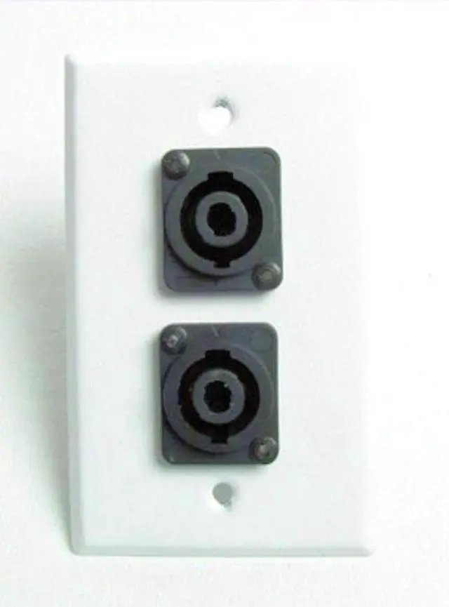 Main image of ProCraft White Stainless Steel Wall Plate 2 Speakon Speaker Input Channel | Stainless steel wall plate with two Speakon speaker input channels for professional audio installations