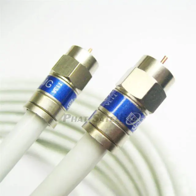 Main image of 80ft White 3X Shields Weather Seal Indoor Outdoor RG-6 Coaxial Cable Brass Connector 75 Ohm Satellite TV Broadband Internet Ham Radio OTA HD Antenna Coax Assembled in USA INTL