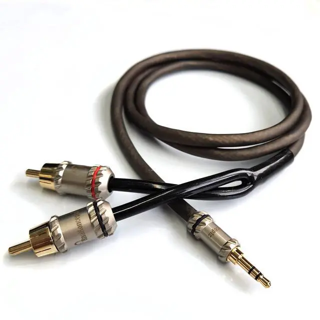 Main image of Krystal Kable Headphone Aux Cable 3.5mm Male 1/8" to RCA Stereo Adapter for Smartphones, MP3, Tablets, Speakers, Echo Dot, Home Theater, HDTV - 6 Feet