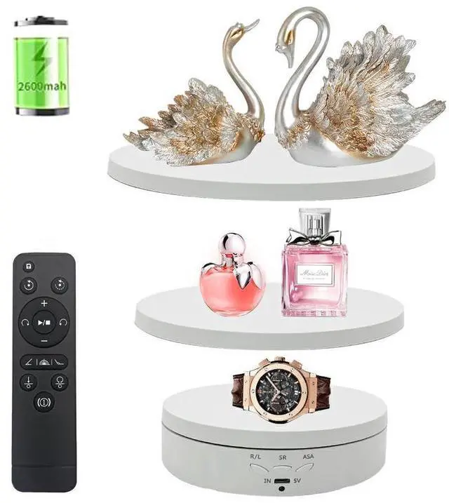 Main image of 3 in 1 Rotating Display Stand with 5.9/7.08/8.66 inch Replacement Cover, 360 Degree Rotating Display Stand with Remote Control for Photography Products and Video Show,Max Load 22Lbs-White