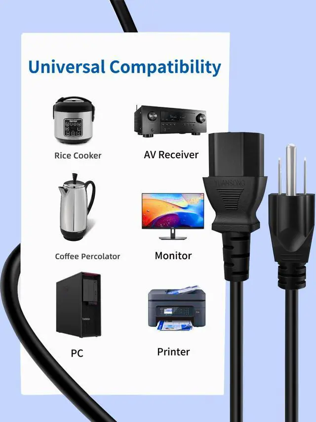 Alt view image 3 of 3 - AC Power Cord Cable Compatible with Fender Passport P-80 P-250 PD-150 Portable PA System