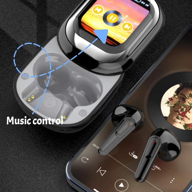 Alt view image 6 of 7 - Wireless Earbuds with Smart Touch Screen,Bluetooth 5.4 Active Noise Cancelling in Ear Earphones with Microphone,Stereo Sound Long Playtime Translator Ear Buds Waterproof for Sport Workout Audio Calls