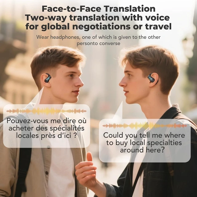 Alt view image 6 of 7 - ERAZER X8 Translator Earbuds Real-time AI Language Translation Earbuds for 165 Languages, Two-Way Translation Device for iOS and Android, Travel, Business, and Learning Black