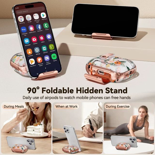 Alt view image 4 of 7 - for Apple AirPod Pro 3 Case 2025 with Lock,Clear TPU Floral AirPod Pro 3 Generation Case Cover for Women Girly, iPod Pro 3 Cases with Keychain & Cleaner Kit- White Berry Flower