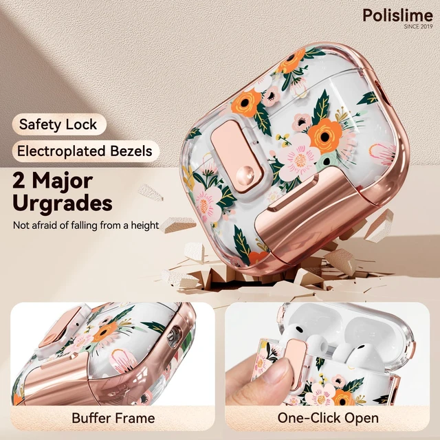 Alt view image 3 of 7 - for Apple AirPod Pro 3 Case 2025 with Lock,Clear TPU Floral AirPod Pro 3 Generation Case Cover for Women Girly, iPod Pro 3 Cases with Keychain & Cleaner Kit- White Berry Flower