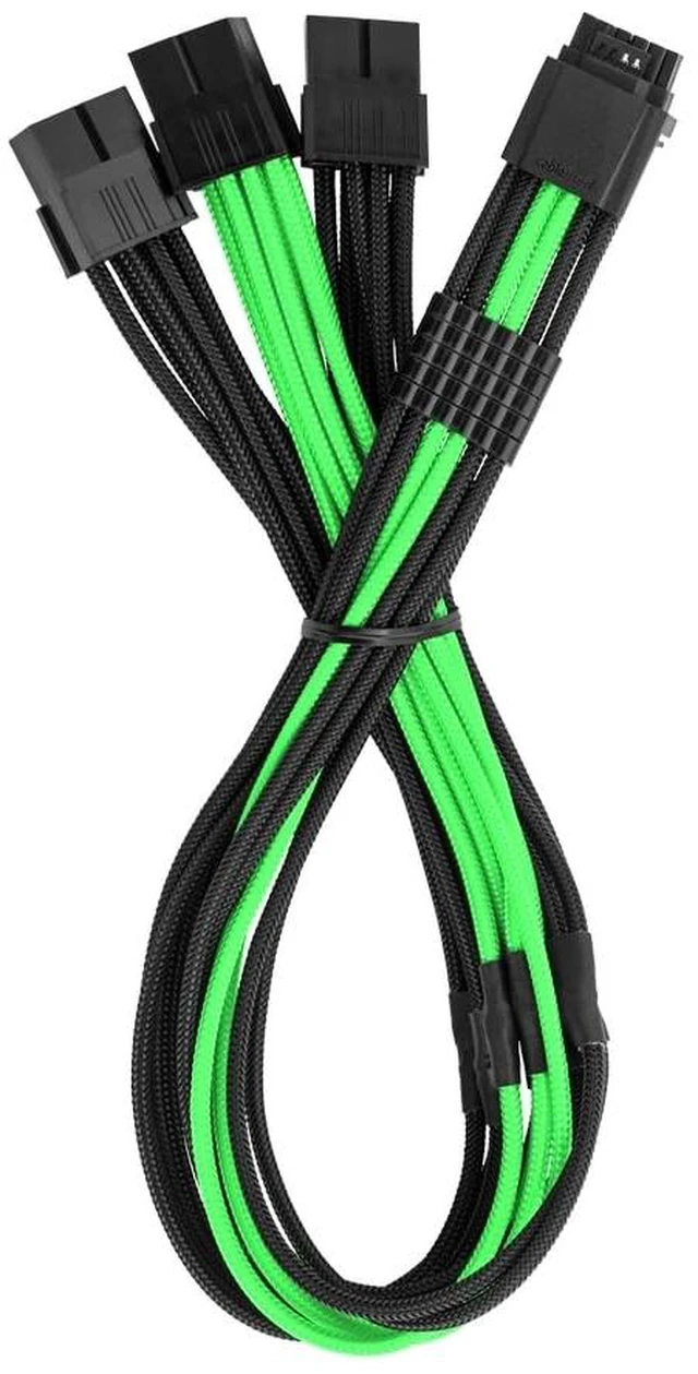 Main image of ModMesh Pro 12V-2x6 12VHPWR StealthSense PCIe Extension (Black + Light Green, 16-pin to Triple 8-pin, 45cm)