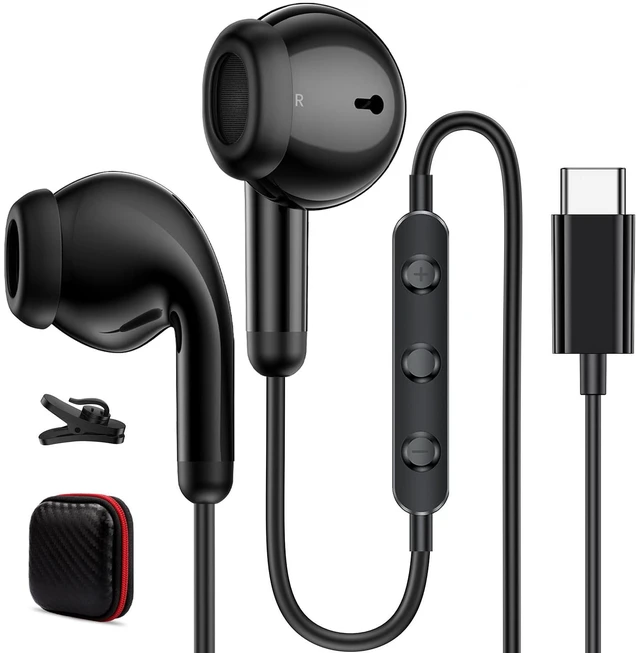 Main image of USB C Headphone for iPhone 18 Pro/17 Pro Max 16 Wired Earbuds,Black Type C Earphones with Mic Volume Control,Stereo Corded Headphones for Samsung S26 S25 S24 A16 A17 for Apple iPad Air 11 10th