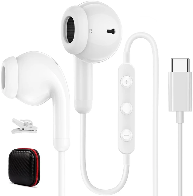 Main image of USB C Headphone for iPhone 18 Pro/17 Pro Max 16 Wired Earbuds,White Type C Earphones with Mic Volume Control,Stereo Corded Headphones for Samsung S26 S25 S24 A16 A17 for Apple iPad Air 11 10th