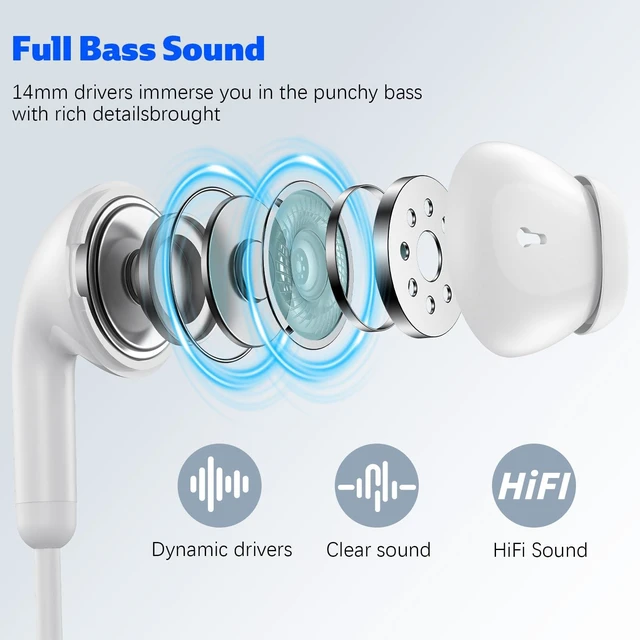 Alt view image 2 of 7 - USB C Headphone for iPhone 18 Pro/17 Pro Max 16 Wired Earbuds,White Type C Earphones with Mic Volume Control,Stereo Corded Headphones for Samsung S26 S25 S24 A16 A17 for Apple iPad Air 11 10th
