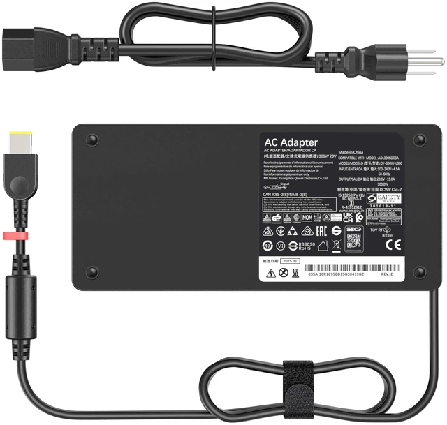Alt view image 2 of 7 - 300W Laptop Charger Compatible with Lenovo Legion 7i AC Adapter Compatible with R7000P R9000P R9000K Y9000K Y9000X Gaming Supply Power Cord ADL300SLC3A