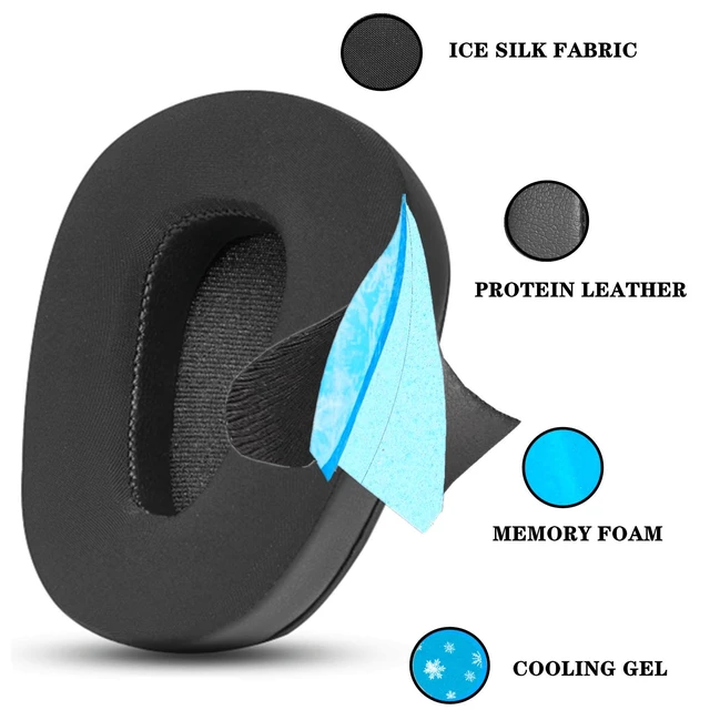 Alt view image 3 of 7 - Cooling Gel Ear Pads for BlueParrott B650-XT S650XT Headset Gel-Infused Memory Foam Cushion with Breathable Ice Silk Fabric Replacement Earpads Cover B650XT-Black