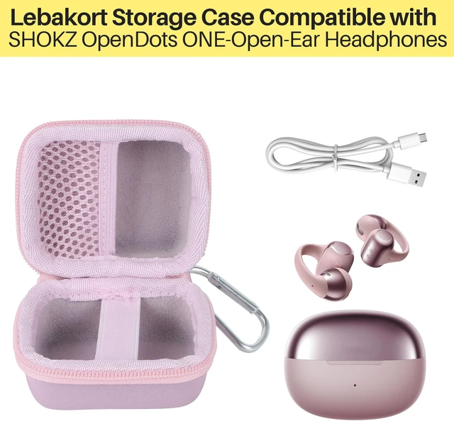 Alt view image 4 of 7 - Case Compatible with SHOKZ OpenDots 2/ONE/Air Open-Ear Headphones Lightweight & Carry, Dustproof Storage, Travel Friendly, Portable for Daily Use, Pink