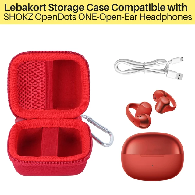 Alt view image 4 of 7 - Case Compatible with SHOKZ OpenDots 2/ONE/Air Open-Ear Headphones Lightweight & Carry, Dustproof Storage, Travel Friendly, Portable for Daily Use, Red